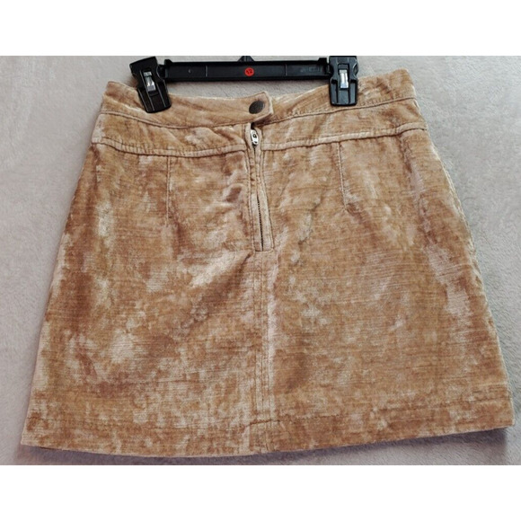 Free People A Line Skirt Womens Size 0 Gold Velour Zip Pockets Lined Flat Front - Picture 1 of 7